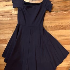 Sarin Mathews Dress Womens Navy Blue Off The Shoulder High Low Hem Small